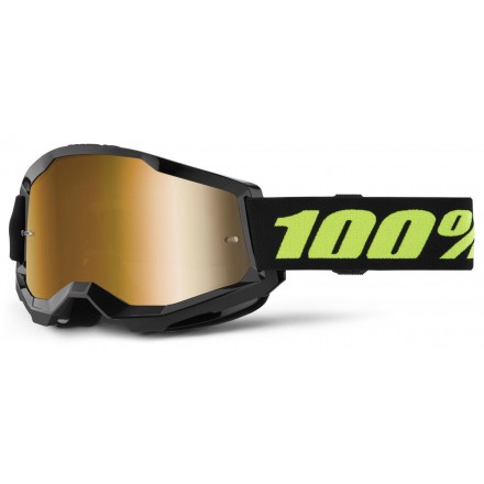 Lunettes 100% Strata 2 Noires Ecran Mirror Gold Enduro Box