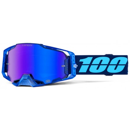 Lunettes 100% Armega Hiper Coupe Ecran Mirror Bleu Enduro Box