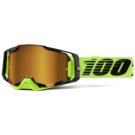 Lunettes 100% Armega Jaunes Fluo Ecran Mirror Gold Enduro Box