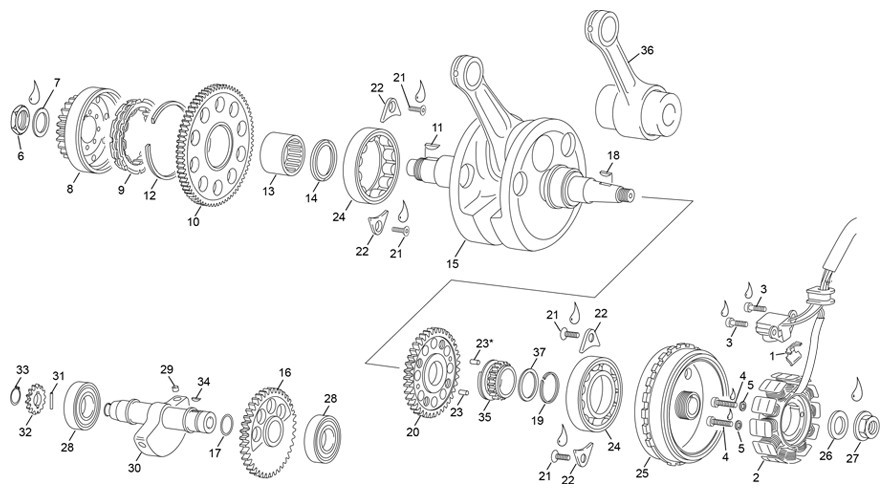 vilebrequin assemblé [500 SEF-F 4T FACTORY [2024 [Enduro]]]