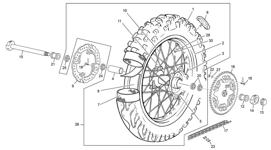 roue arrière [250 SE-R RACING [2020 [Enduro]]]