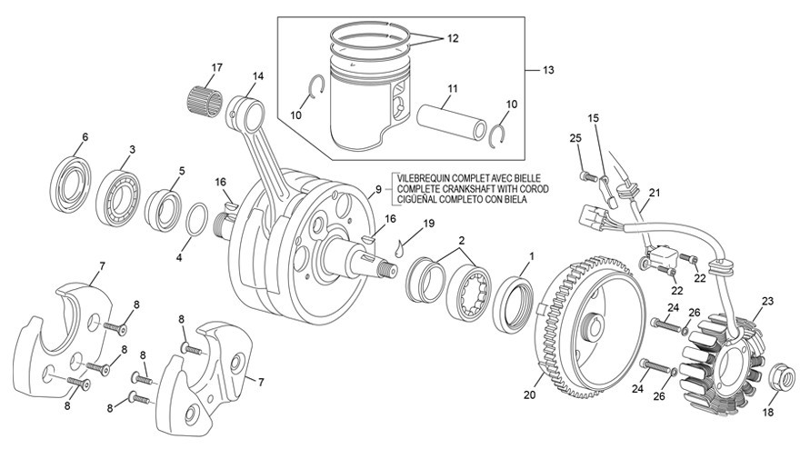 vilebrequin assemblé [250 SE-R RACING [2020 [Enduro]]]