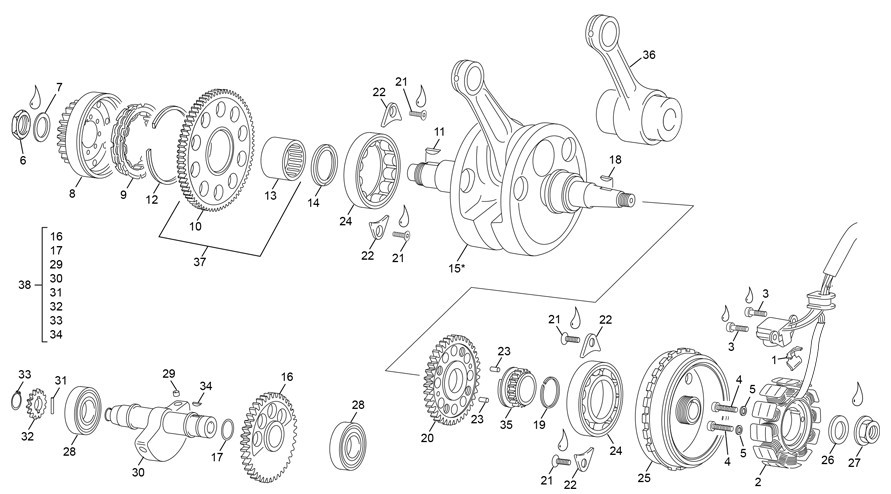 vilebrequin assemblé [450 SEF-R RACING [2020 [Enduro]]]