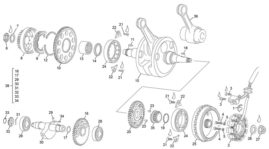 vilebrequin assemblé [450 SEF FACTORY [2020 [Enduro]]]