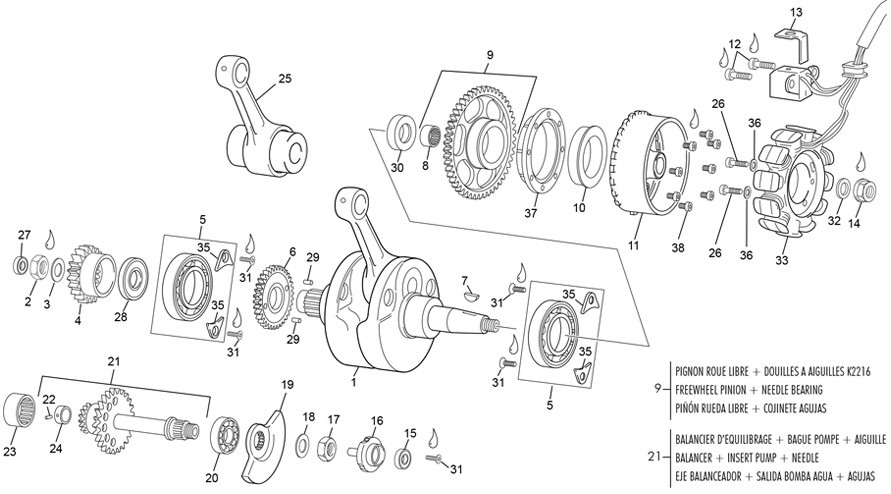 vilebrequin assemblé [300 SEF-R RACING [2020 [Enduro]]]